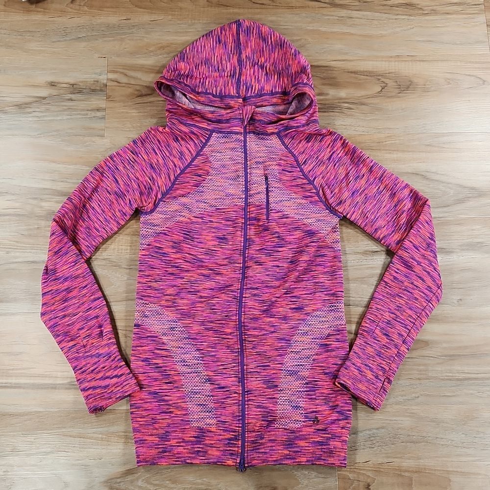 ☔️💜Soho Sport Neon Orange & Purple Zippered Fleece Lined Hoodie Large